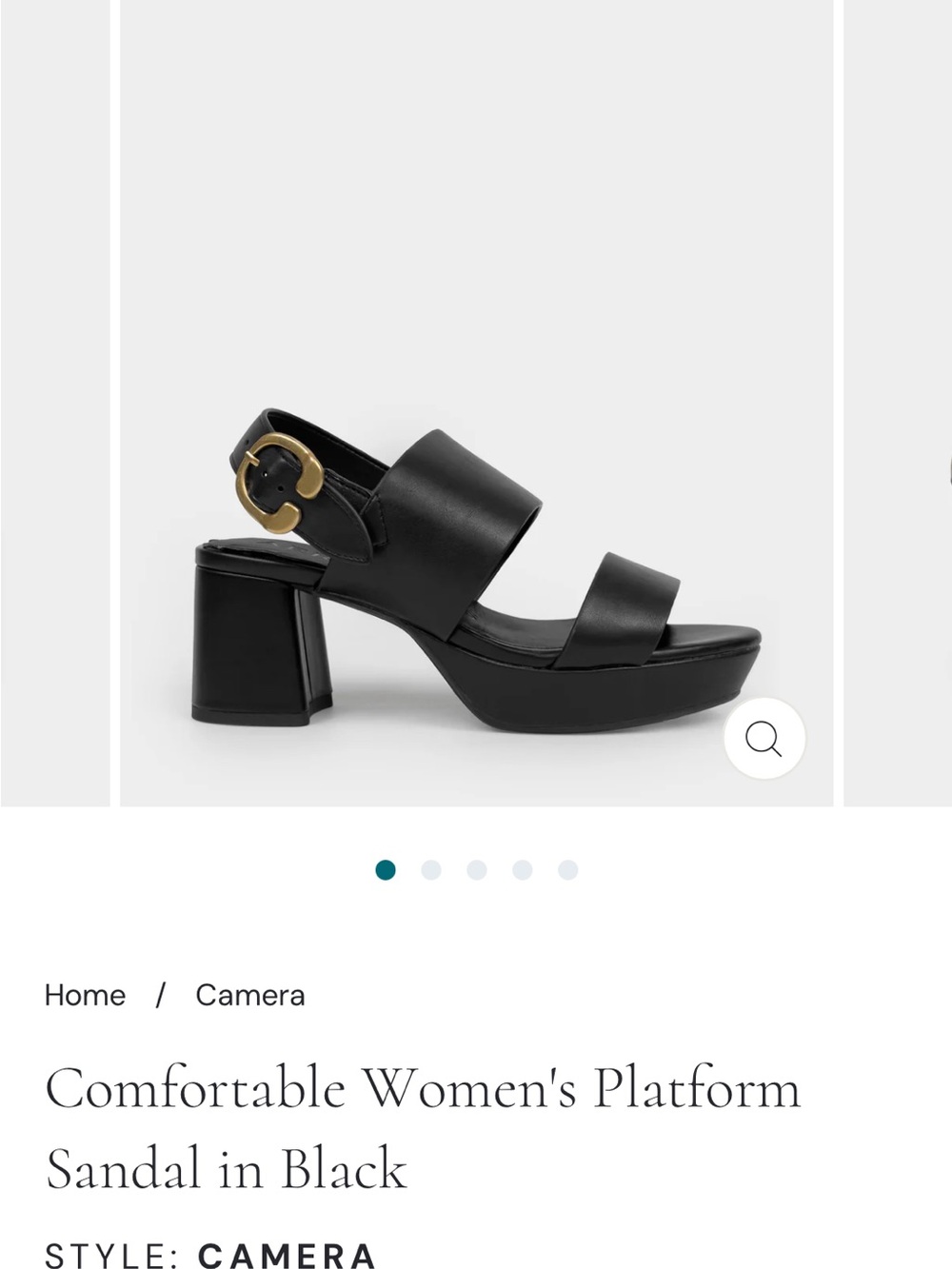 AEROSOLES Black Two-Strap Platform Sandal with Gold Buckle